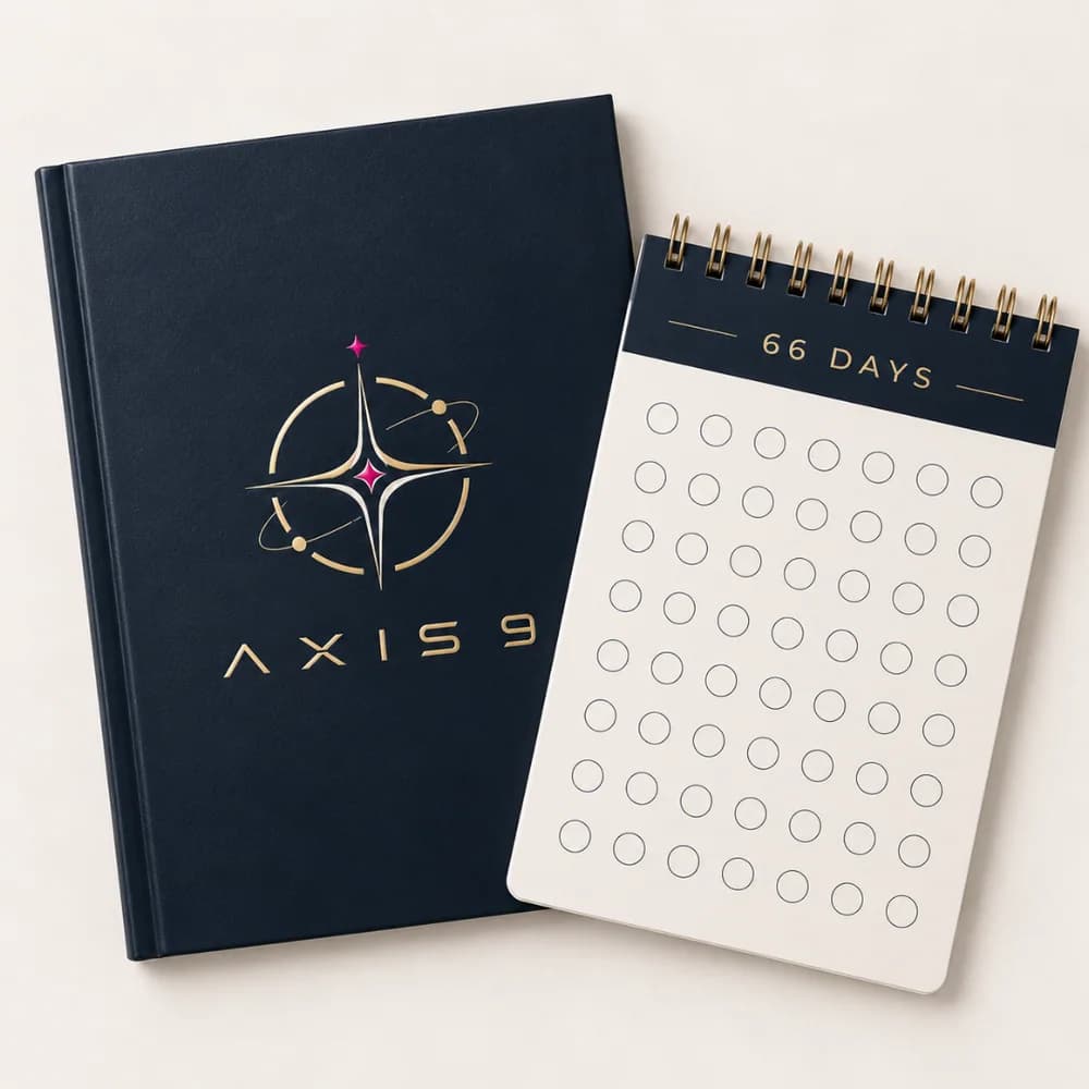 Guidebook + 66-day tracker, with the Axis 9 mark