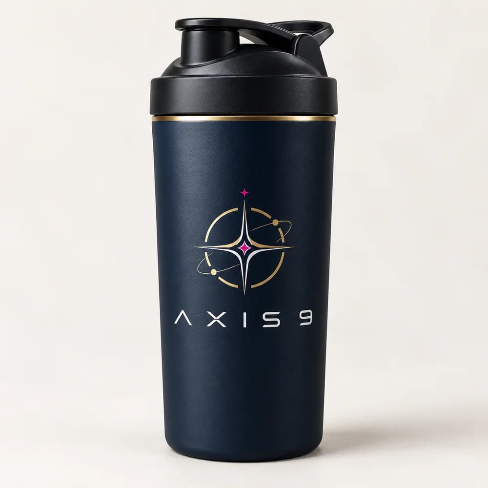 Mixing bottle, with the Axis 9 mark
